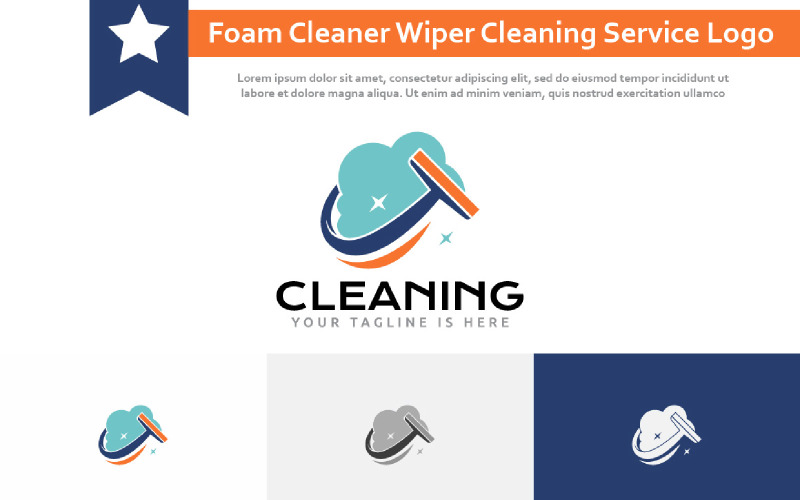 Foam House Window Cleaner Wiper Cleaning Service Logo Template