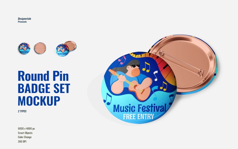 Glossy Round Pin Badge Set Mockup Product Mockup