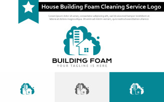 House Building Soap Foam Cleaning Service Negative Space Logo