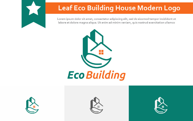 Leaf Eco Building House Hotel Flat Apartment Simple Modern Logo Logo Template
