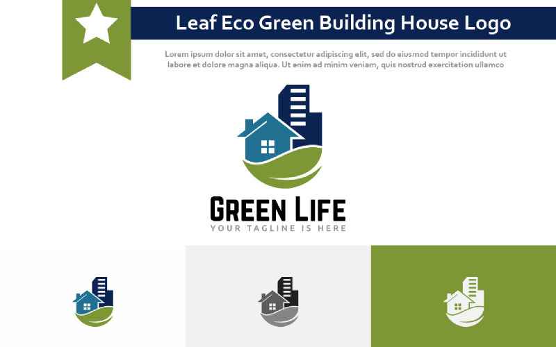 Leaf Eco Green Building House Hotel Flat Apartment Logo Logo Template