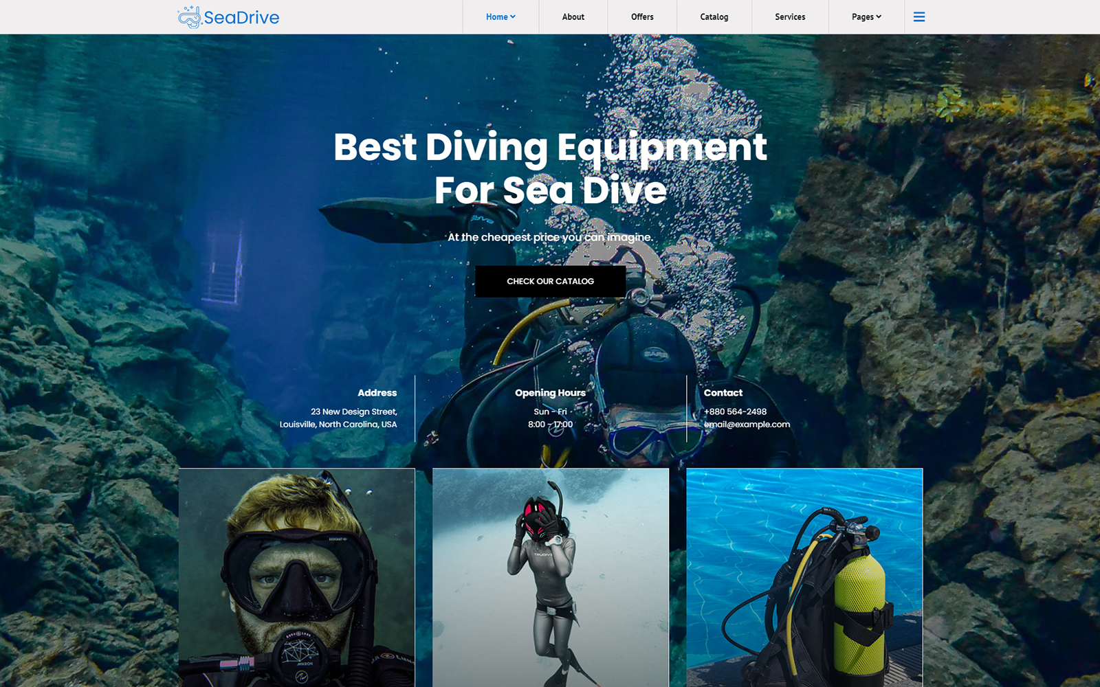 Seadrive - Car Seller / Diving Equipment Rental Joomla 4 Template