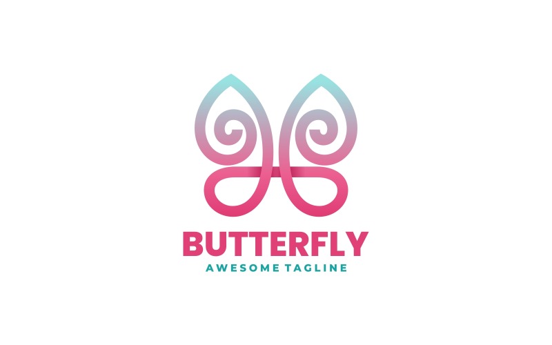 Butterfly Gradient Line Art Logo Style Logo Template