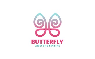 Butterfly Gradient Line Art Logo Style