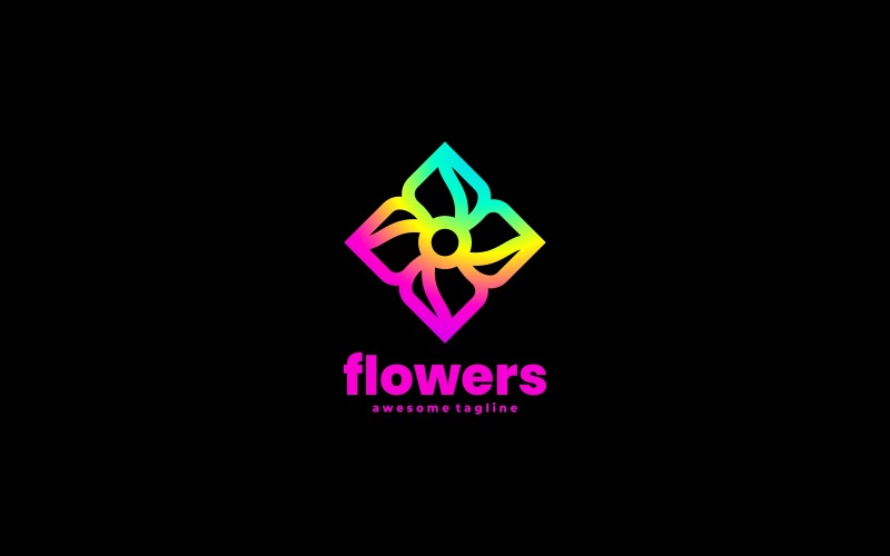 Flower Line Gradient Colorful Logo Logo Template