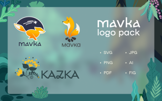 Mavka — Minimal Fairy Fox, Stars & Flowers Logo Pack