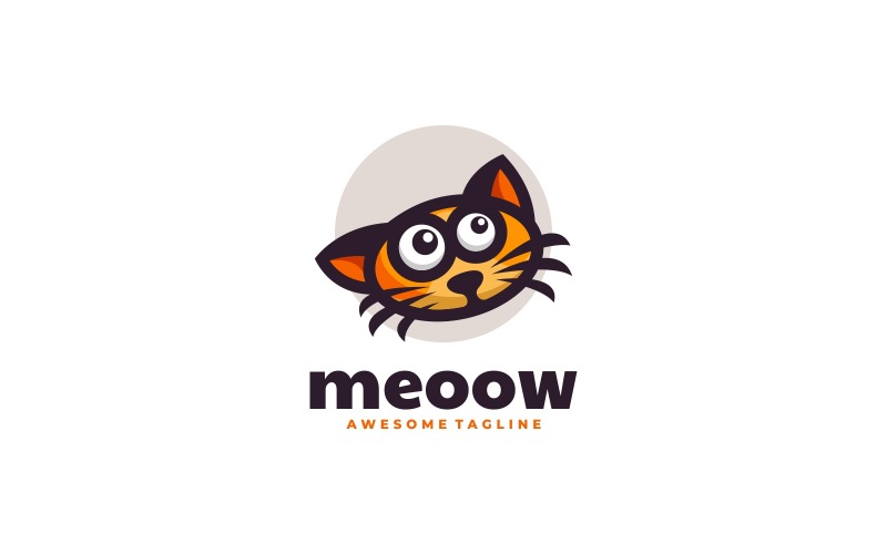 Meow Simple Mascot Logo Style Logo Template