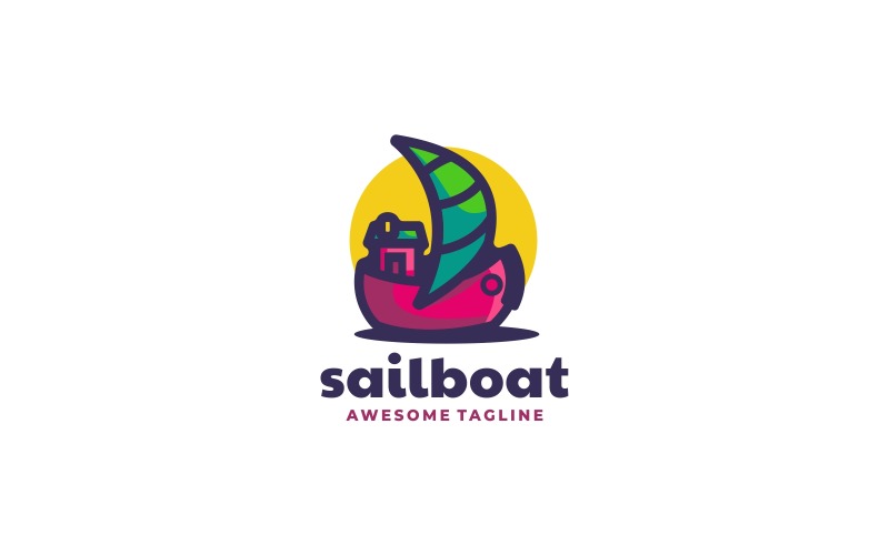 Sailboat Simple Mascot Logo Logo Template