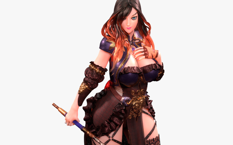 Anime Fantasy Sorceress Nienke Rigged 3D Character model Model