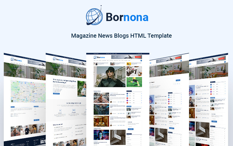 Bornona-Magazine News Blogs HTML Template Website Template