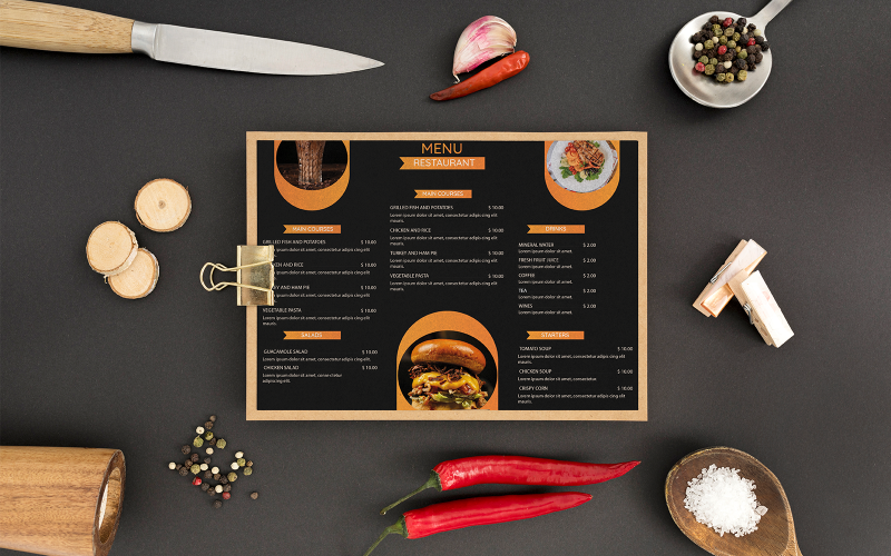 Menu Template For Restaurants -02-22 Vector Graphic