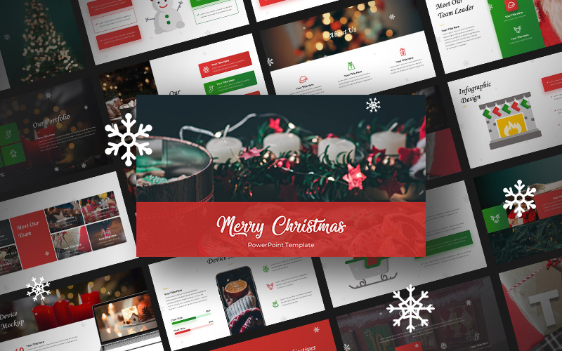 Merry Christmas Powerpoint Presentation. 50 Slides PowerPoint Template