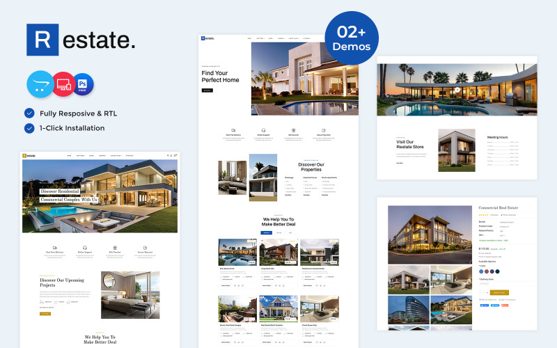 Restate - Real Estate Agency Opencart Responsive Theme OpenCart Template