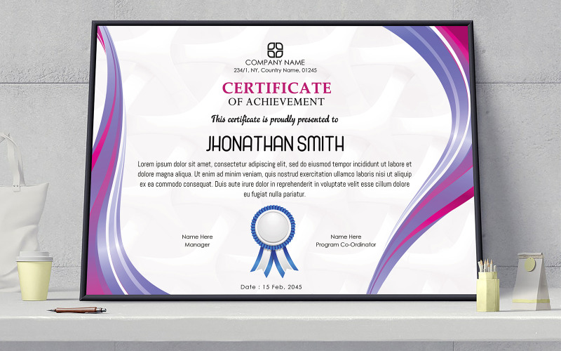 Certificate of Achievement Design Template Certificate Template