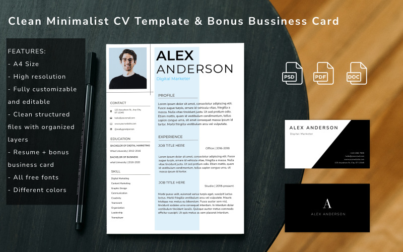 Clean Minimalist CV Template Resume Template