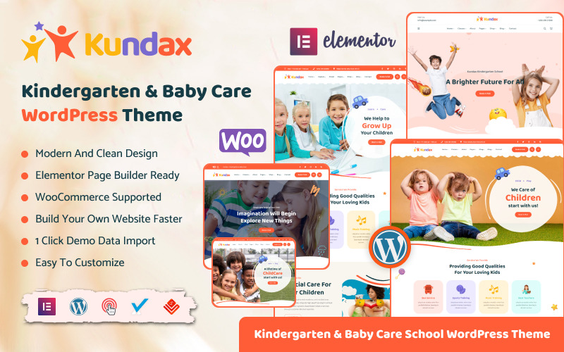 Kundax - Kindergarten Baby Care Children WordPress Theme