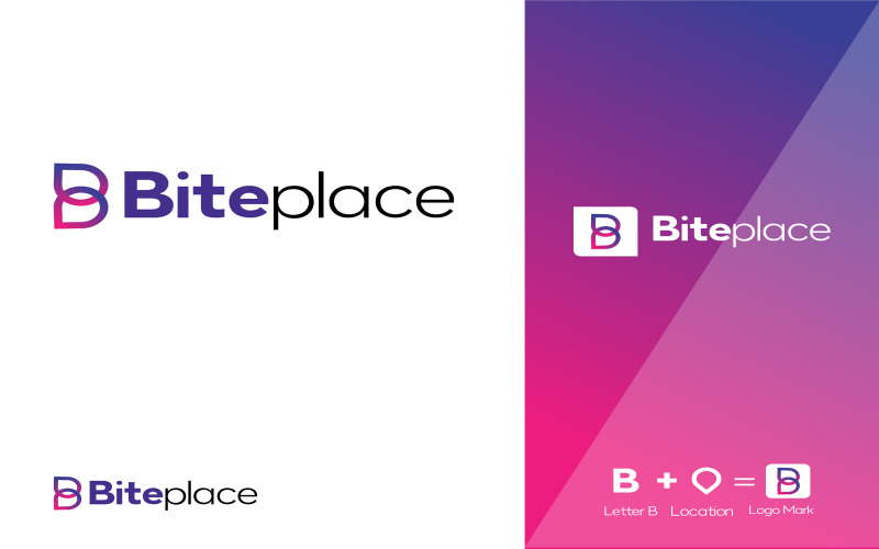 Bite Place Logo Design Concept for Location Map Logo Template