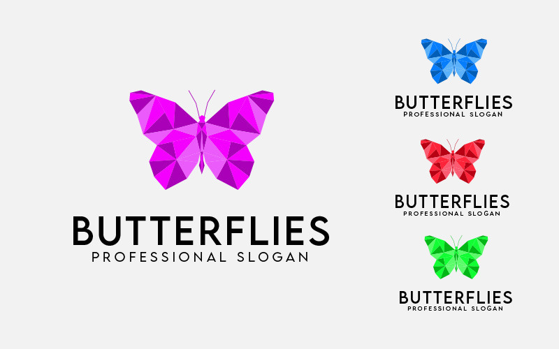 5 Butterfly Abstract Logo -Poly Logo Logo Template