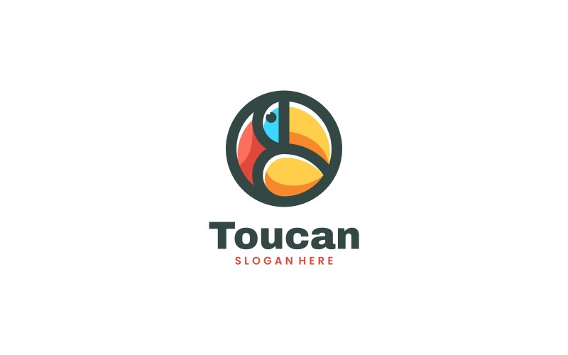 Circle Toucan Simple Mascot Logo Logo Template