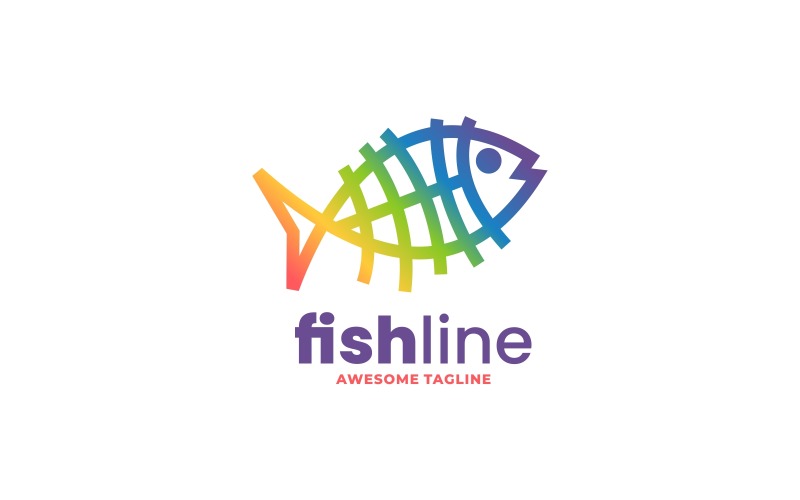 Fish Line Gradient Colorful Logo Logo Template