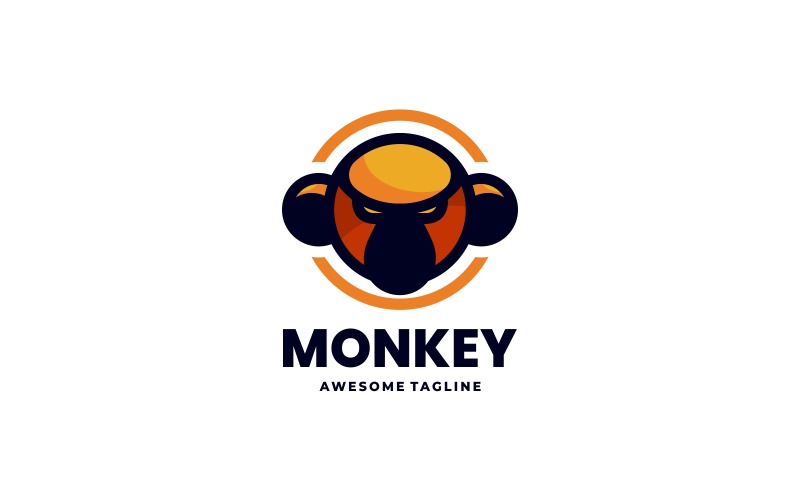 Monkey Head Simple Mascot Logo Logo Template