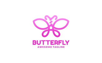 Pink Butterfly Line Art Logo