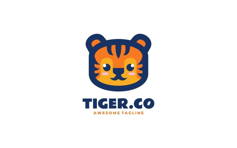 Tiger Head Simple Mascot Logo Style Logo Template