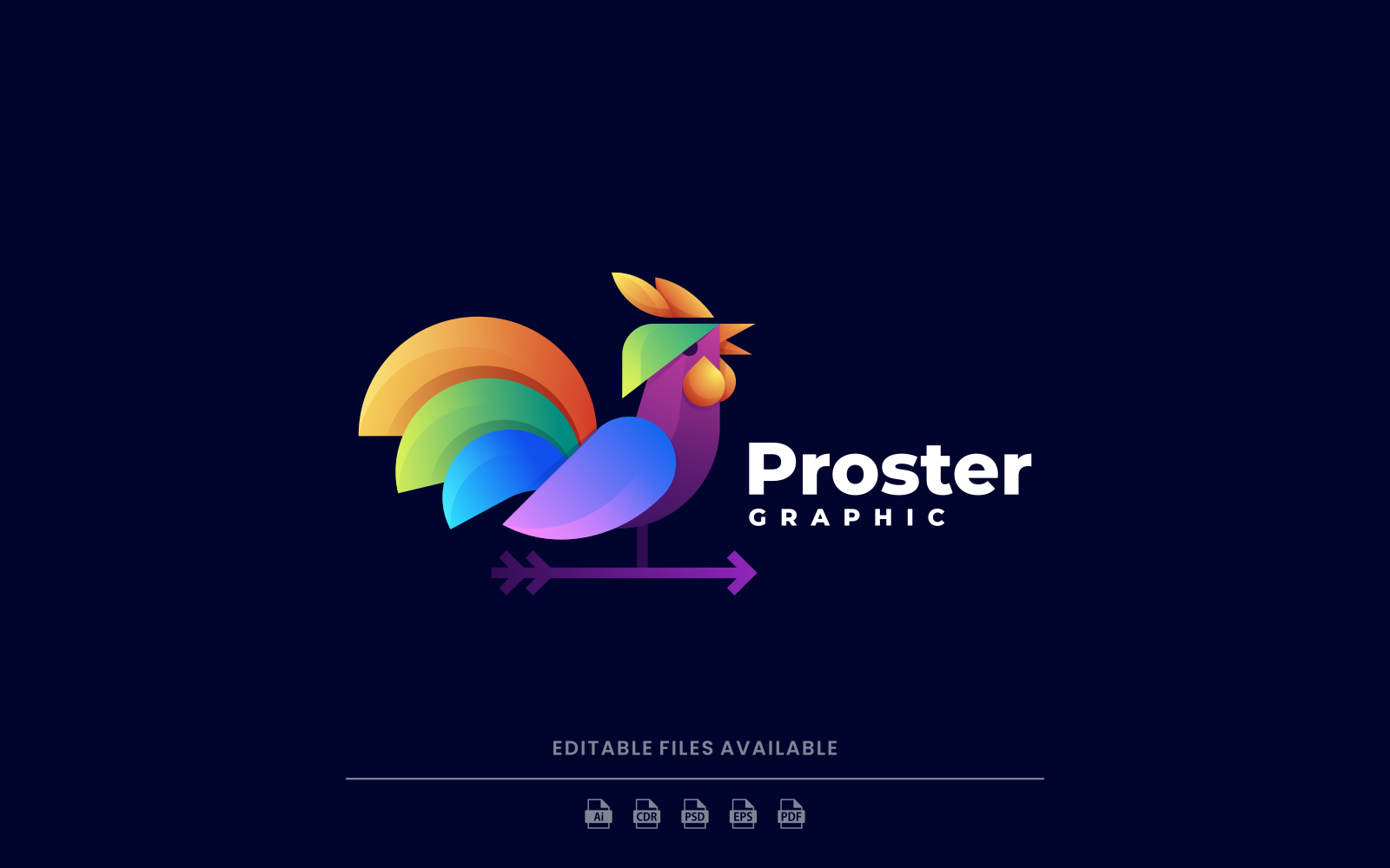 Vector Rooster Gradient Colorful Logo Template