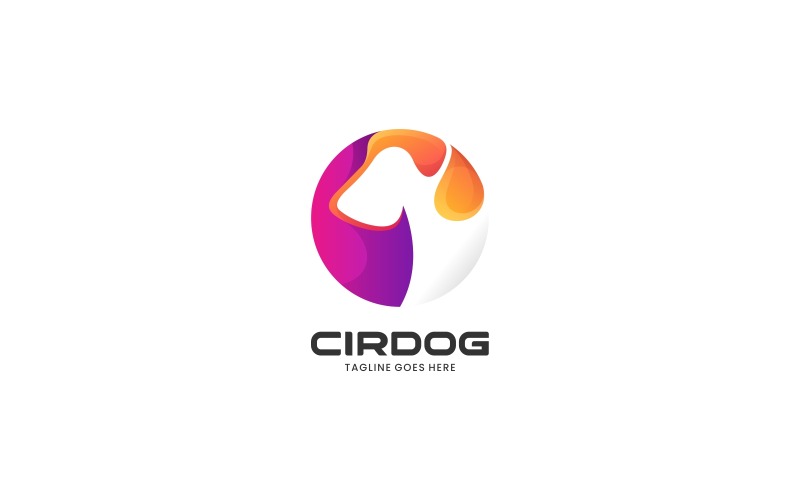 Circle Dog Negative Space Logo Logo Template
