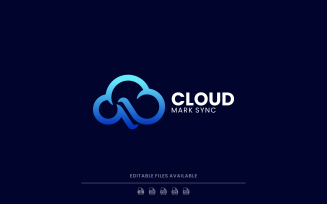Cloud Line Art Gradient Logo