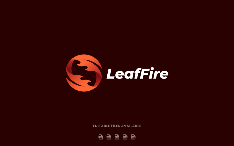 Leaf Fire Gradient Logo Style Logo Template