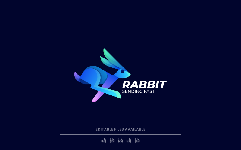 Rabbit Jump Gradient Logo Logo Template