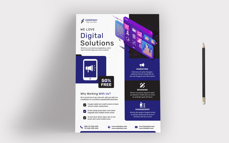 Multipurpose Professional Digital Solutions Adobe Illustrator Flyer Corporate Identity