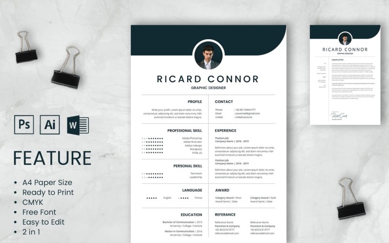 Professional CV And Resume Template Richard 2022