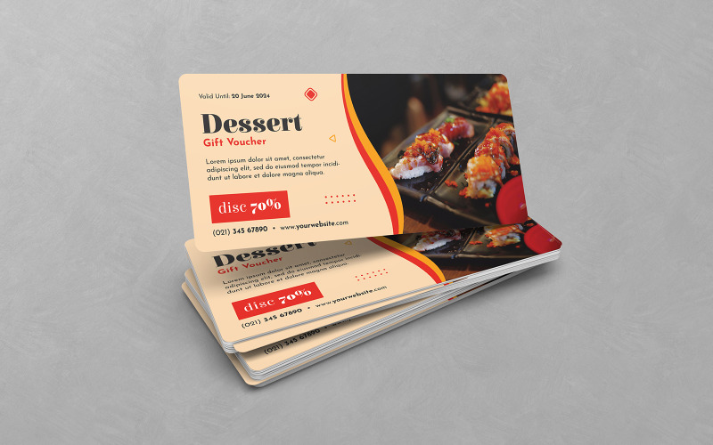 Dessert Food Gift Voucher PSD Templates Corporate Identity