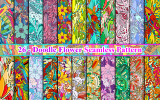 Doodle Flower Seamless Pattern Background