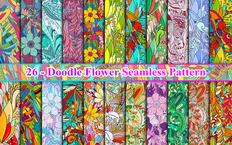 Doodle Flower Seamless Pattern Background