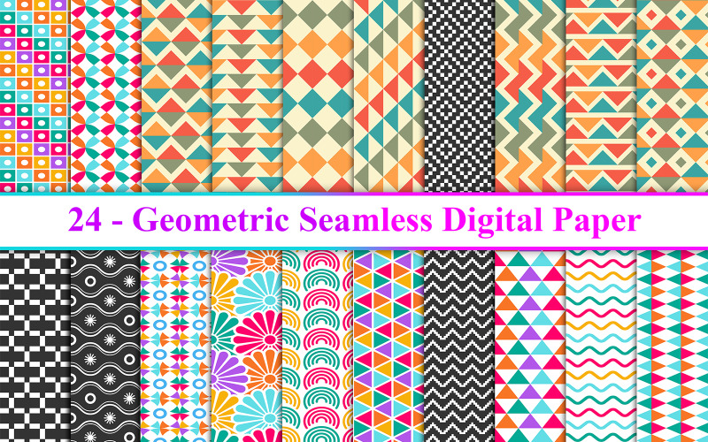 Geometric Seamless Digital Paper, Geometric Seamless Pattern, Geometric Background