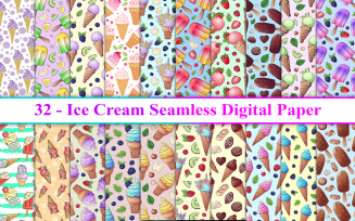 Ice Cream Seamless Pattern Background