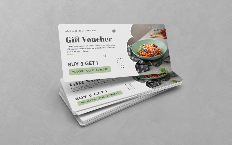 Minimalist Design Food Gift Voucher PSD Templates Corporate Identity