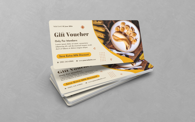 Modern Design Food Gift Voucher PSD Templates Corporate Identity