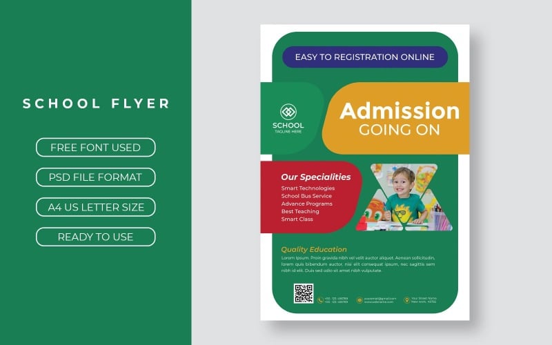 School Admission Flyer Template Design Corporate Identity