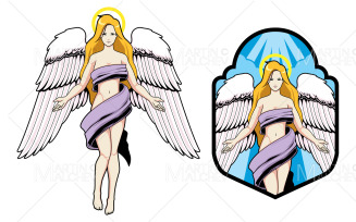 Angel Female Mascot Vector Illustration