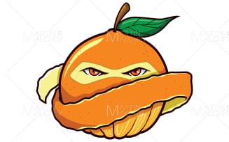 Orange Ninja Mascot Vector Illustration