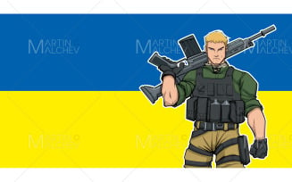 Ukrainian Soldier Background 2 Vector Illustration