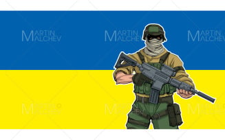 Ukrainian Soldier Background Vector Illustration