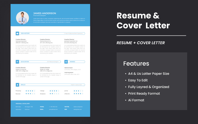 Elegant Resume And Cover Letter Resume Template