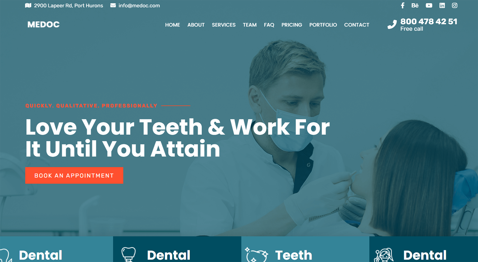 MEDOC Dental Clinic - One Page HTML5 Website Template