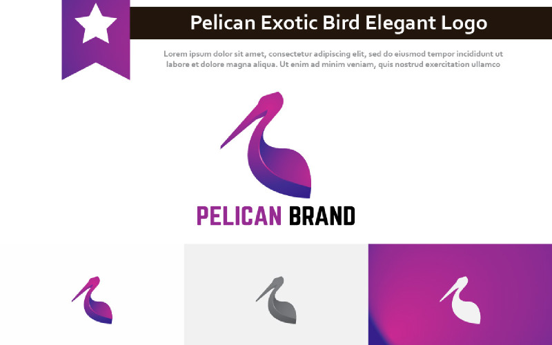 Beautiful Pelican Exotic Bird Elegant Gradient Logo Symbol Logo Template