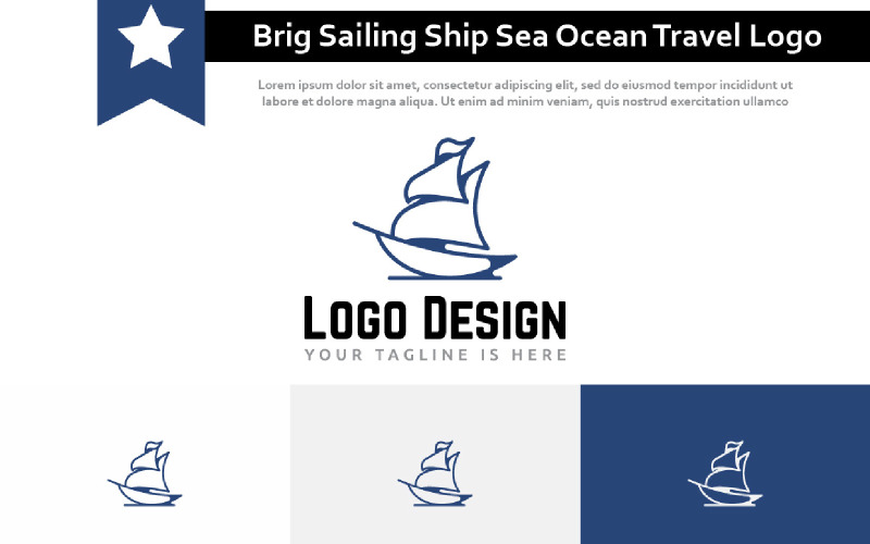 Brig Sailing Ship Sea Ocean Tour Travel Adventure Logo Logo Template